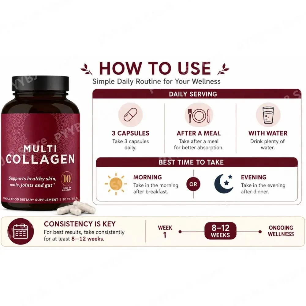 Collageenpillen Gehydrolyseerd multicollageensupplement Ondersteunt een gezonde huid en nagels Darmgezondheid en gewrichten 90 capsules — image 6
