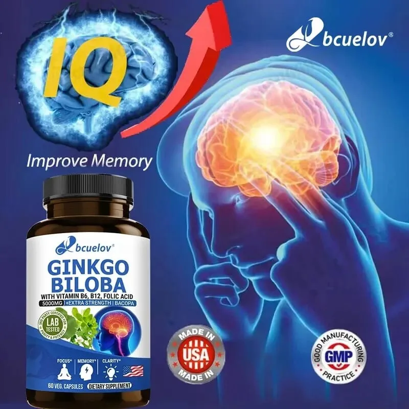 Advanced Nootropic Brain Booster Supplement Improves Memory Enhances Focus Boosts Nerve Energy & IQ Health Vitamins B12 B6