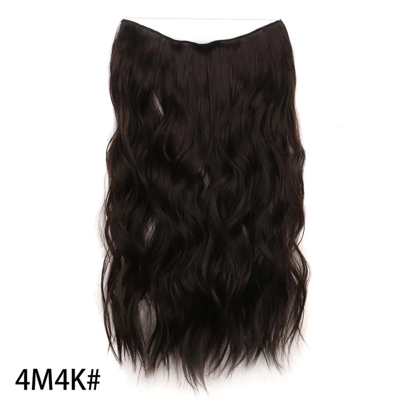 Synthetic Invisible Wire Hair Extensions Long 4 Clips In Wave Curly Hairpiece For Women 20Inch Secret Fish Line Hair Extensions — image 12