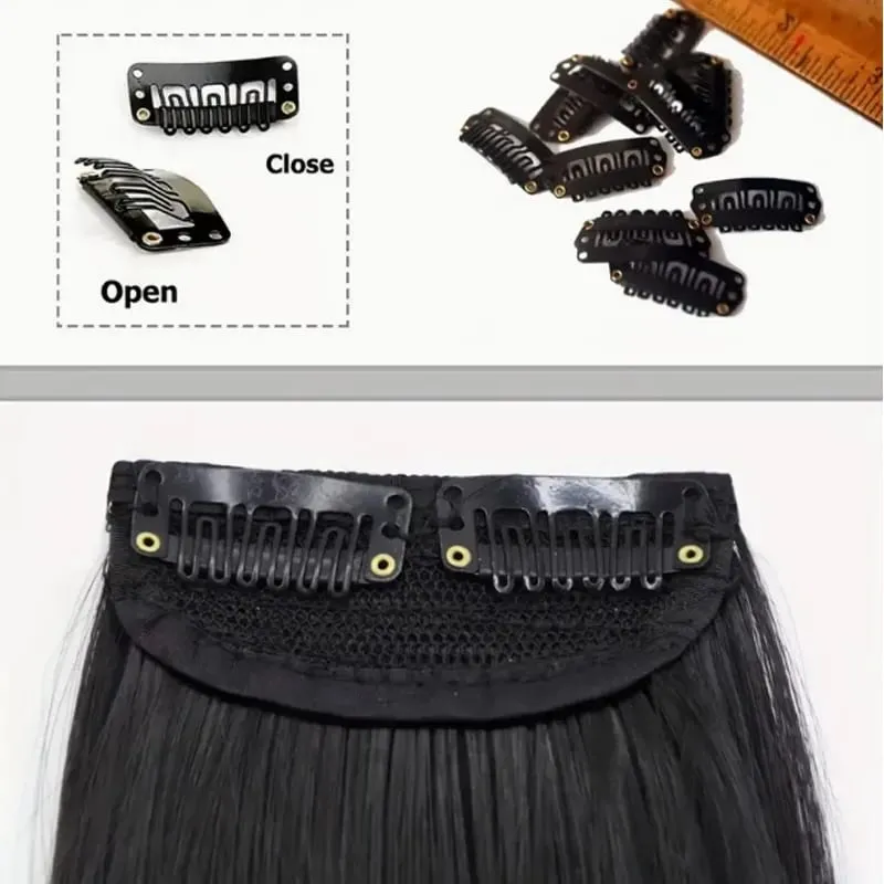 4Inch Synthetic Clip In Hairpiece Hairpin One Piece Seamless Artificial Hair Pad Black Natural Hair Extensions Fake for Women — image 5