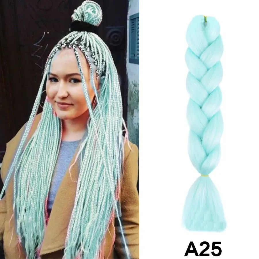 24 Inch Synthetic Jumbo Braid Pure And Ombre Braiding Hair Extensions For Women DIY Jumbo Hair Braids Black Green Gray Brown — image 29