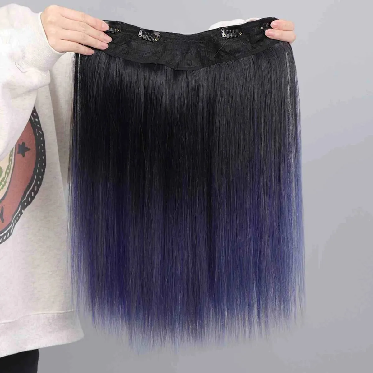 V-shaped One-Piece Synthetic 4 Clip In Hair Extensions Long Straight Hairstyle Hairpiece Colour 50CM Natural Fake Hair — image 29