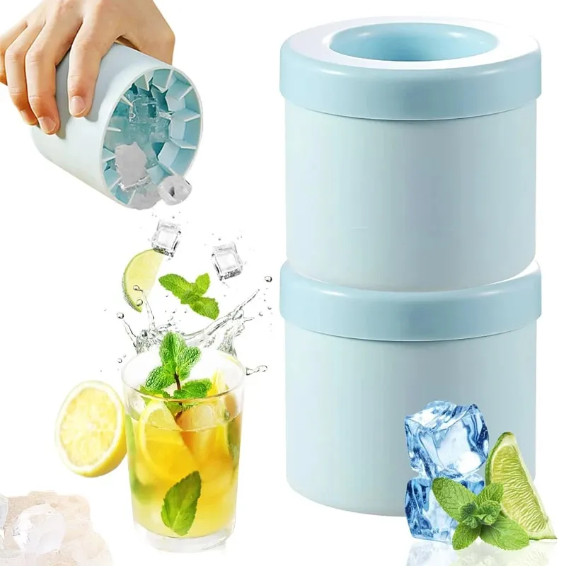 New Ice Bucket Silicone Round Cylinder Ice Cube Mold With Lid Ice Mould Homemade DIY Refrigerator Freeze Creative Ice Cube Molds — image 1