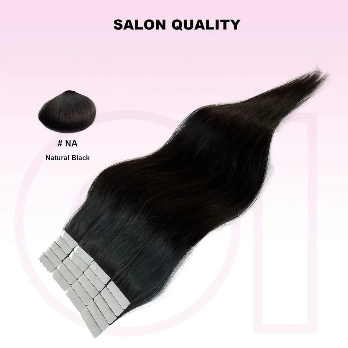 Straight Tape In Extensions 50G/20Pcs Skin Adhesive Invisible Glue #1B Tape Ins Brazilian Remy 100% Human Hair On Salon Quality — image 4