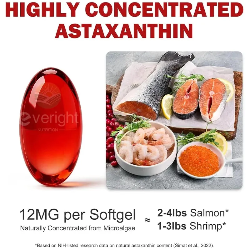 Astaxanthin - Bổ sung chất chống oxy hóa cao cấp 12mg để hỗ trợ sức khỏe hệ thống miễn dịch và khớp da mắt - Không biến đổi gen & không chứa gluten — image 3
