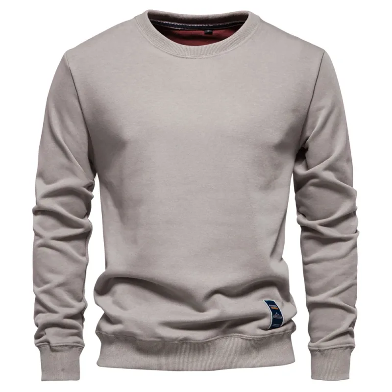 Cotton-blend Mens Crew Neck Solid Color Sweatshirts Pullover Casual Sport Sweatshirt for Men — image 11