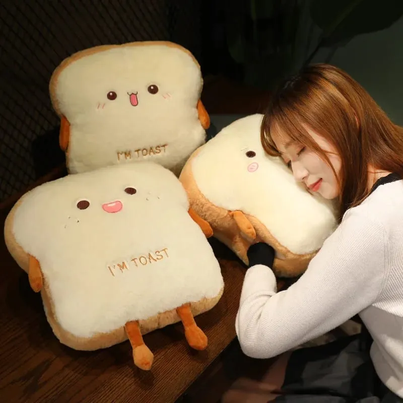 35cm pluche broodkussen zachte toast simulatie voedsel pop warme hand kussen home decor schattige kinderen speelgoed verjaardagscadeau — image 5