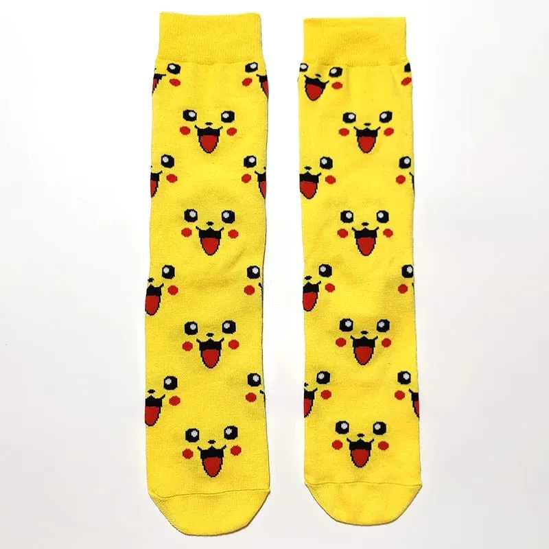 Pokemon Men's Fashion Trend Long Socks Cartoon Anime Figure Pikachu Eevee Gengar Unisex Athletic Harajuku Socks