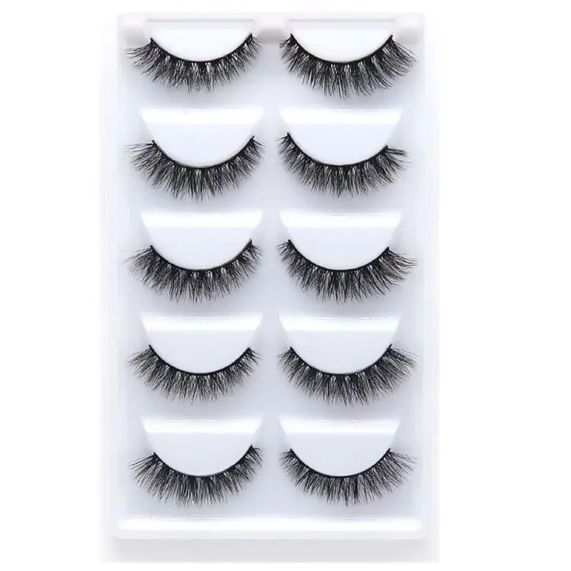 5Pairs 3D Handmade Fake Eyelashes Natural Long Thick Daily Makeup Thick Cross Eyelashes Eye Lashes — image 5
