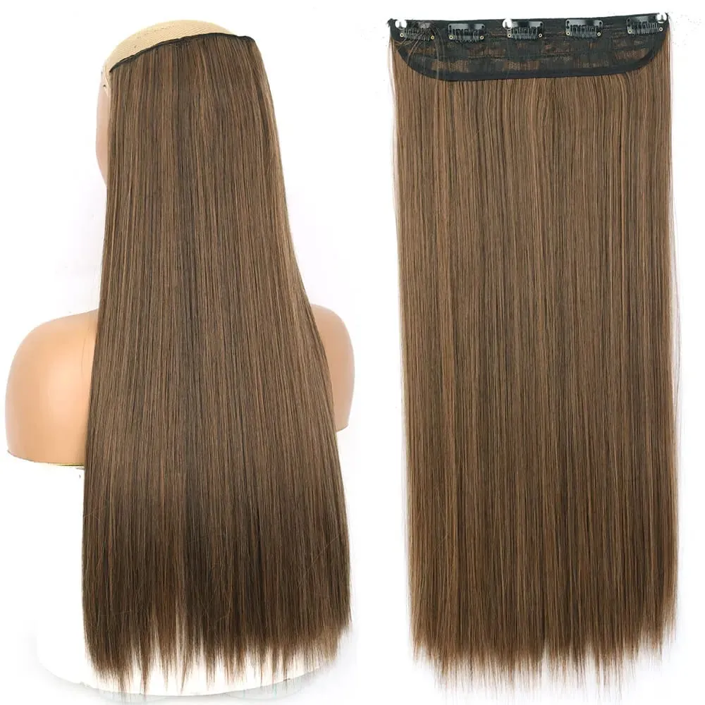 Synthetic 5 Clip In Hair Extensions Long Straight Hairstyle Hairpiece Black Brown Blonde 80CM Fake Hair — image 9
