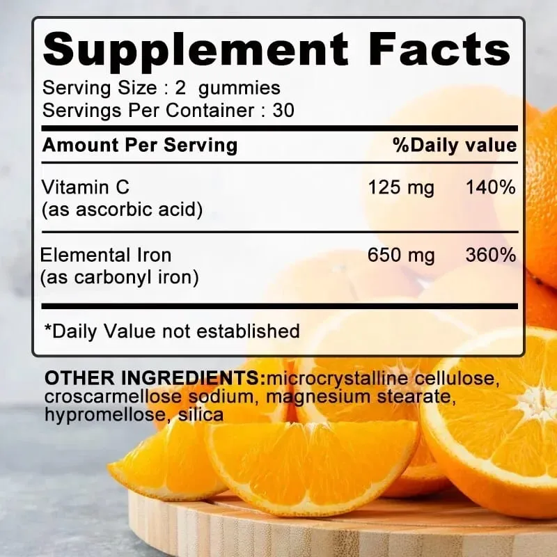 Iron Gummies 650 Mg - Supports Red Blood Cell Production Promotes Absorption Relieves Fatigue Improves Energy Gluten-free — image 2