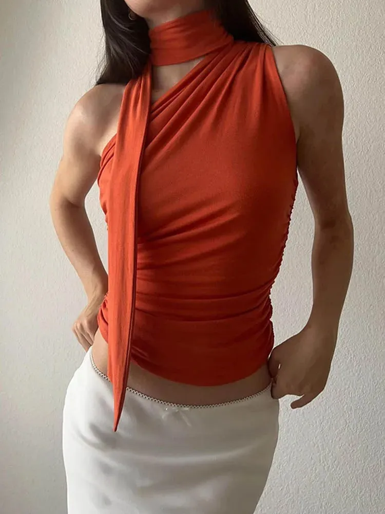 Backless Sexy Off Shoulder Halter Tank Tops Women Vintage Sleeveless Crop Top Y2K Clothes Club Female Casual Summer — image 3