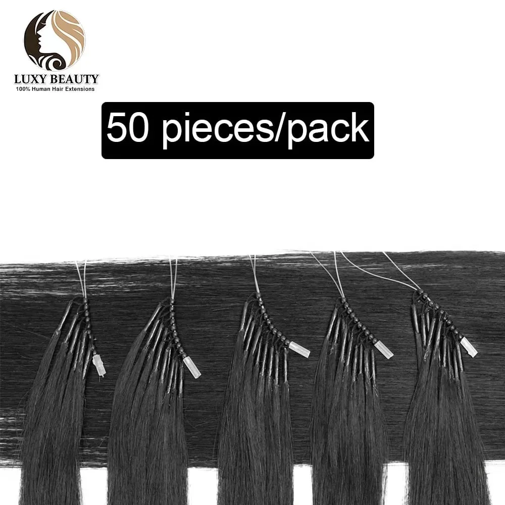 8D Micro Bead Human Hair Extensions Silicone Nano Ring Hair Extension Invisible Mini Silicon Beads Black Brown Blonde Human Hair — image 4