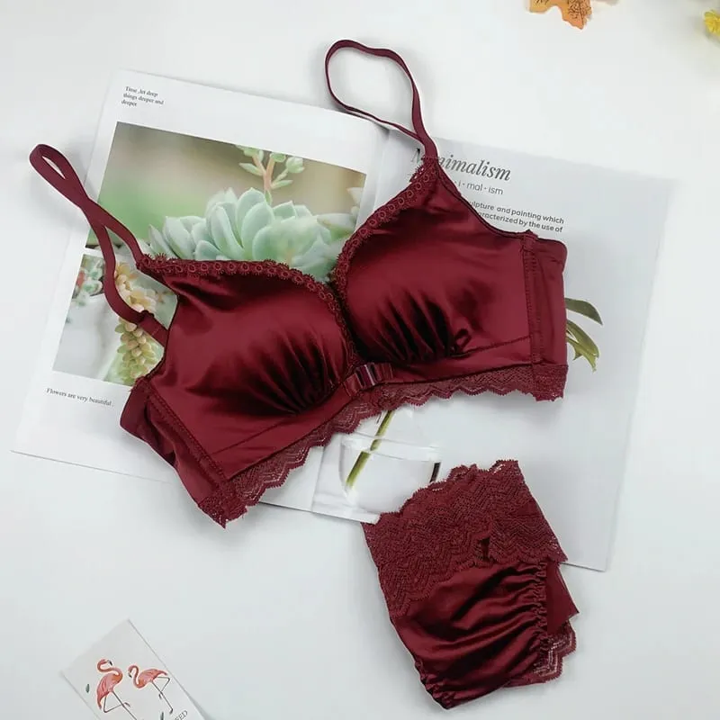 Front Closure Push Up Bra Set - Women's Small Bust Lace Underwire Lingerie | Pull Up Lift Sexy Thin Beauty Back Bralette — image 13