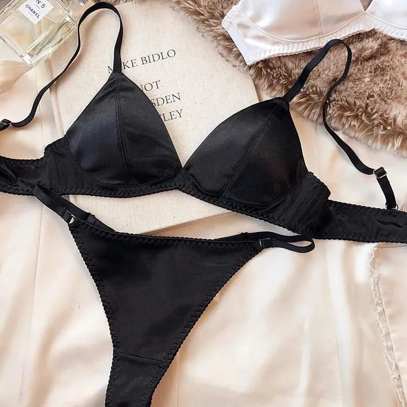 Women Sexy Underwear Triangular Cup Bra Set Small Chest Top Support Bra Comfortable Push Up Bra Breathable Seamless Underwear — image 14