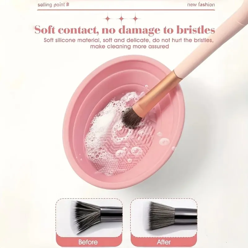 Có Thể Gập Lại Silicone Cọ Trang Điểm Bụi Bát Họa Tiết Chà Cho Bàn Chải Nhồi Bọt Biển Du Lịch Rửa Dụng Cụ Nhỏ Gọn — image 5