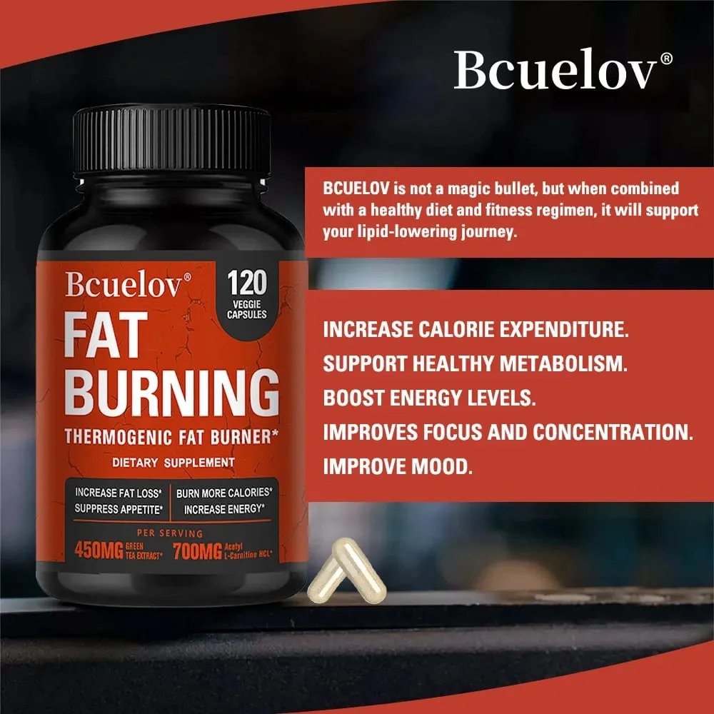 Acetyl-L-Carnitine Green Tea Extract and Caffeine Support Fat Burning Metabolism Improve Mood 30/60/120 Capsules