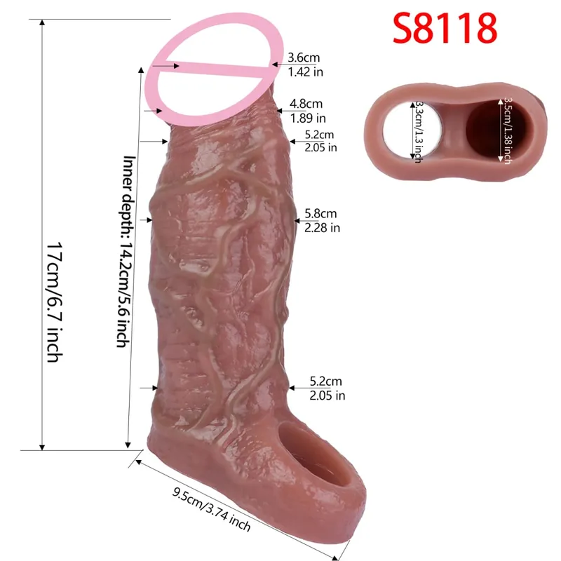 Close Head Realistische Penishülle Sexspielzeug für Männer Verzögerung der Ejakulation Dick Extender für Paare Sex Vergnügen Sexshop — image 8