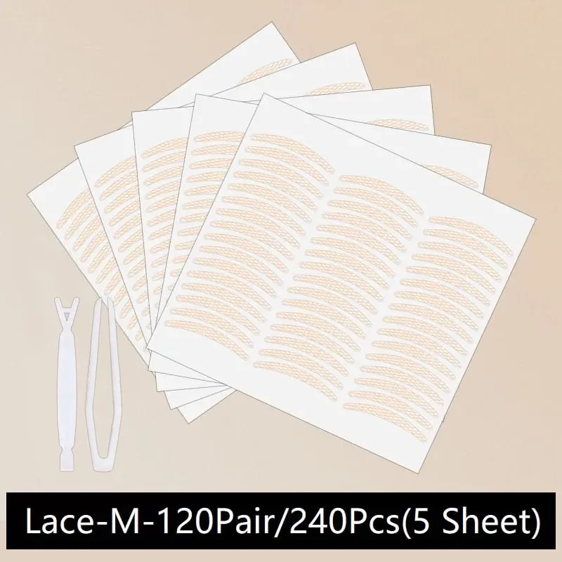 240PCS Eyelid Tape Double Glue Sticker Invisible Double Fold Eyelid Lace Paste Clear Beige Stripe Self-adhesive Eye Makeup Tool — image 8