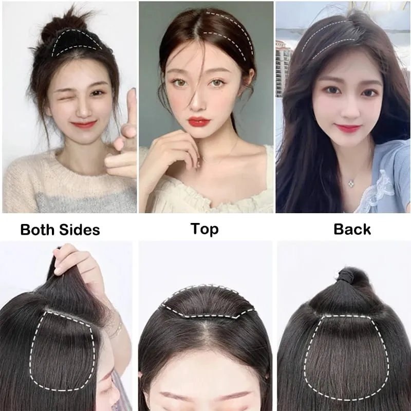 10cm Synthetic Short Straight Pad Invisible Hair Extension Lining of Hair Top Side Cover Hairpiece for Women — image 4