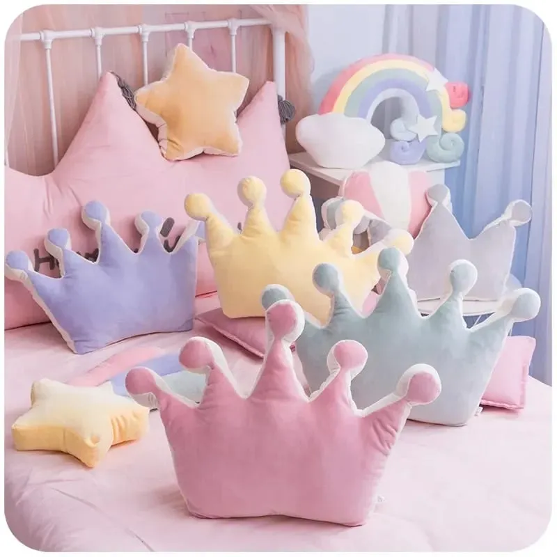 Soft Princess Crown Pillow Stuffed Sleeping Pillow Girl Room Sofa Decor Rainbow Cloud Star celebrity Studio Cushion Gift for Her — image 2