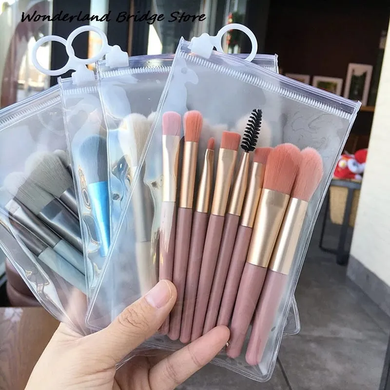 8PCS Mini Pro Makeup Brushes Matte Handle Portable Soft Hair Makeup Brush Set With Bag High Quality Makeup Tools