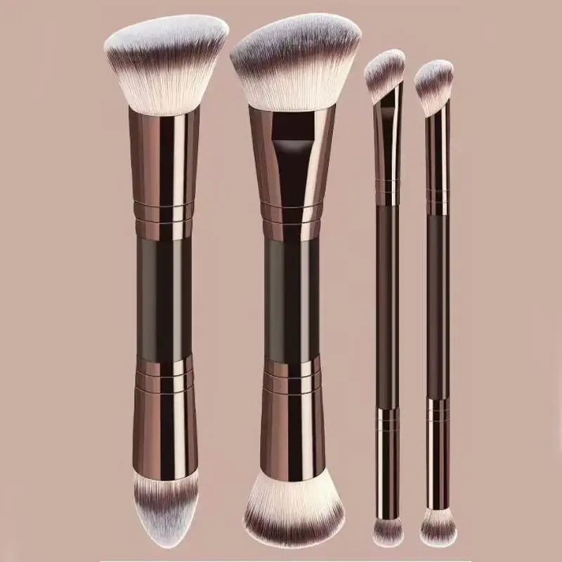4 ks štětce na make-up s dvojitým zakončením šetrné k pokožce Nedráždivé kosmetické štětce s korektorem na tvářenku s pudrovým pudrem