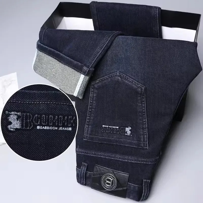 Men's Straight-leg Jeans High-quality Light Luxury Embroidered Casual Versatile Fashion Slimming Smooth Silhouette Style — image 4