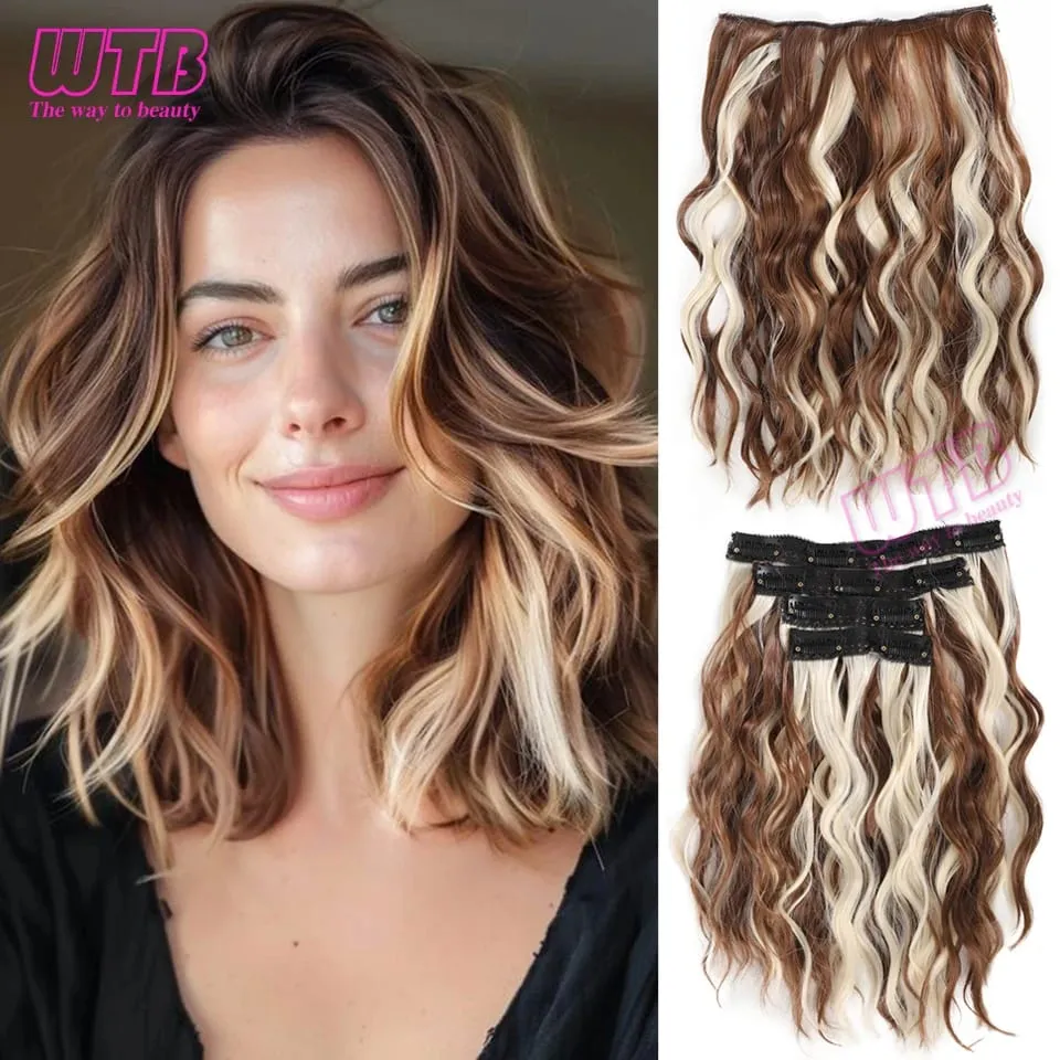 Synthetic Heat Resistant Hair Extensions Multi Color Clip-in Body Wave 12inch 4 PCS Double Weft for Women Girl Daily Party Use — image 16