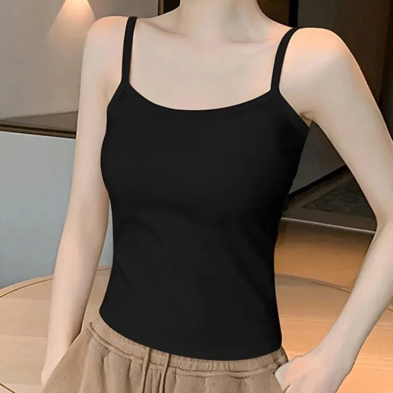 Effen Kleur Mouwloos Hemdje Vest Casual Basic Slanke Tank Top Alle Match Dagelijks Dames Zomer Mode Streetwear Tops Ondergoed — image 4