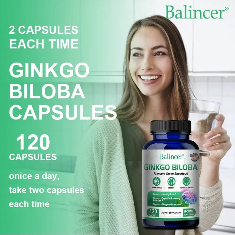 Ginkgo Biloba Extra Strength 1000mg Per Serving - Supports Brain Function and Memory Support 120 Vegetarian Capsules — image 6