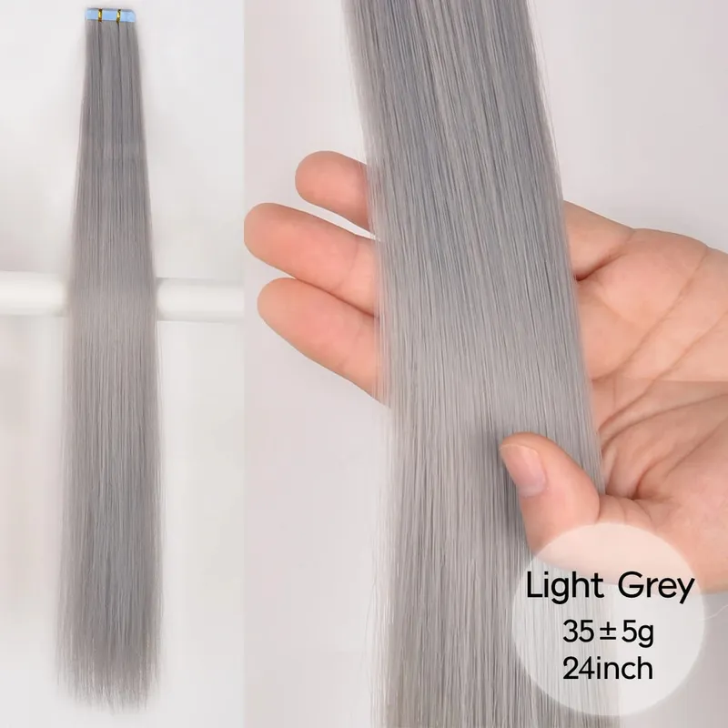 Tape In Straight Synthetic Hair Extensions Invisible Hand Tied Tape in Hair Natural Skin Weft Seamless Double-sided Adhesiv — image 8
