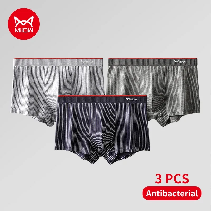MiiOW 3Pcs Cotton Men's Boxer Underwear AAA Antibacterial Man Boxershorts Seamless Striped Men Underpants Boxer Male Boxer Short — image 22