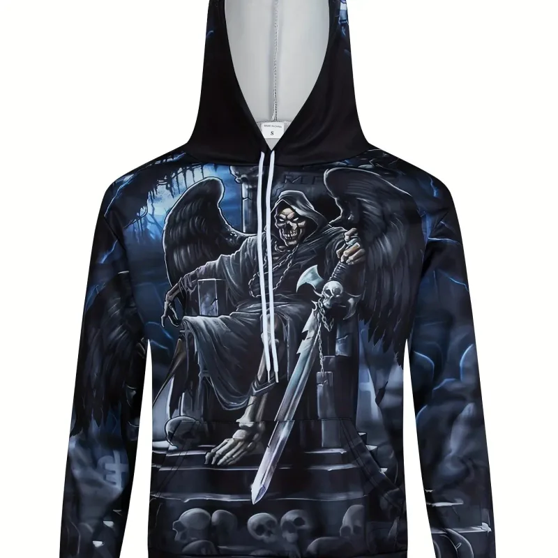 Men's Hoodie 3D Printed Skull sweatshirts outdoors Pullover clothing Daily Fashion Autumn Long Sleeve Hoodies for Men — image 7