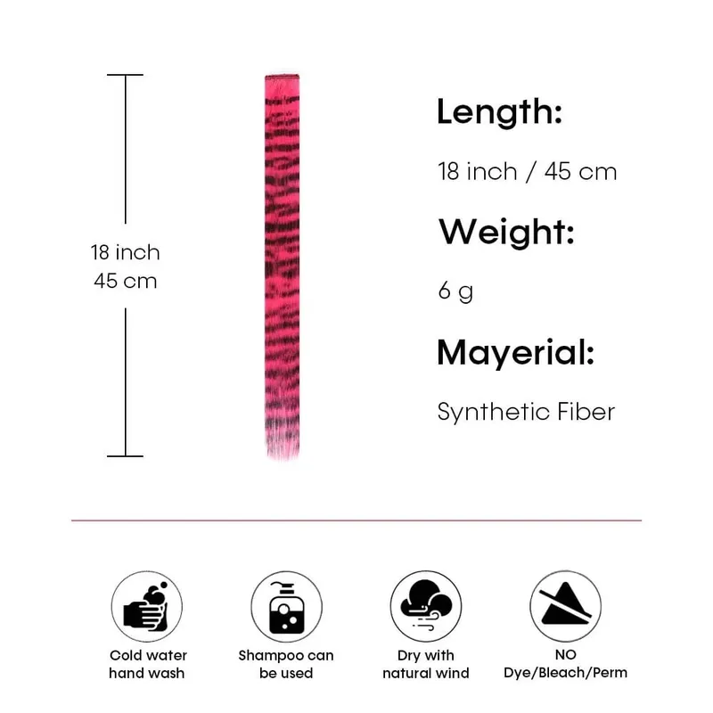 Synthetic Feather Hair Extension Piece One-card leopard Print Wig Colorful Silk Hanging Ear Dyed long Straight Hair Cushion — image 5