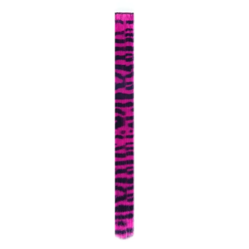Synthetic Feather Hair Extension Piece One-card leopard Print Wig Colorful Silk Hanging Ear Dyed long Straight Hair Cushion — image 12