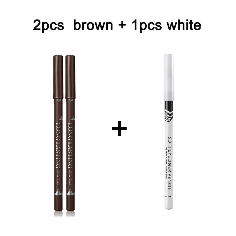 2pcs MENOW 3 Colors Long Lasting Waterproof Eyebrow Pencils Double Use Wooden Pole Eyeliner Permanent Makeup Tattoo Accessories — image 11