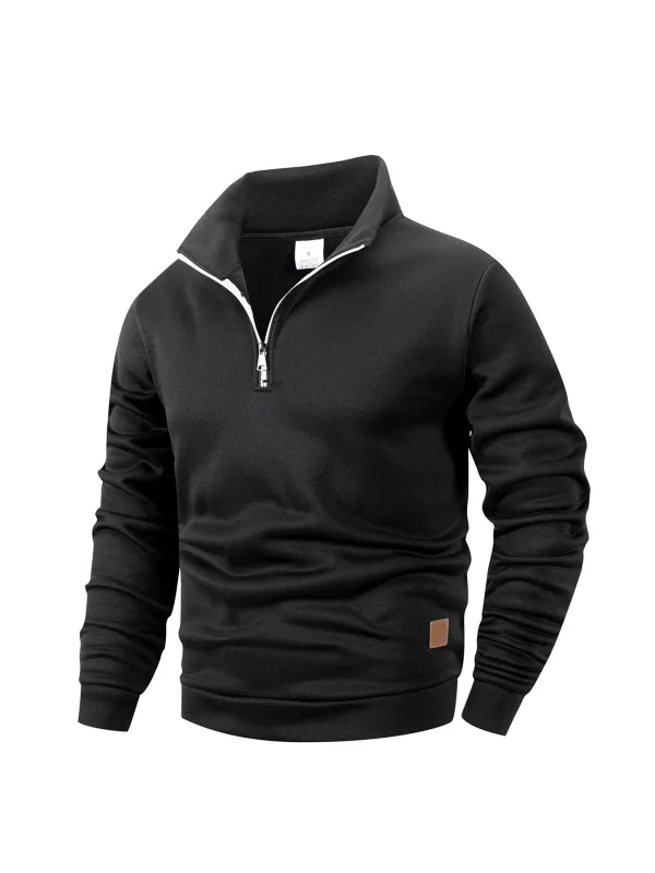 Men Sweatshirts Autumn Thicker Pullover Half Zipper Pullover Male Winter Solid Color Turtleneck Sweater Hoody Outdoor Sweatshirt — image 1