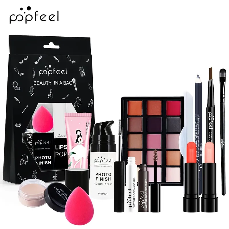 Long-Lasting Makeup Essentials Versatile Paste Complete Face Makeup Gift Bag Glamorous Makeup Collection For Makeup Beginners
