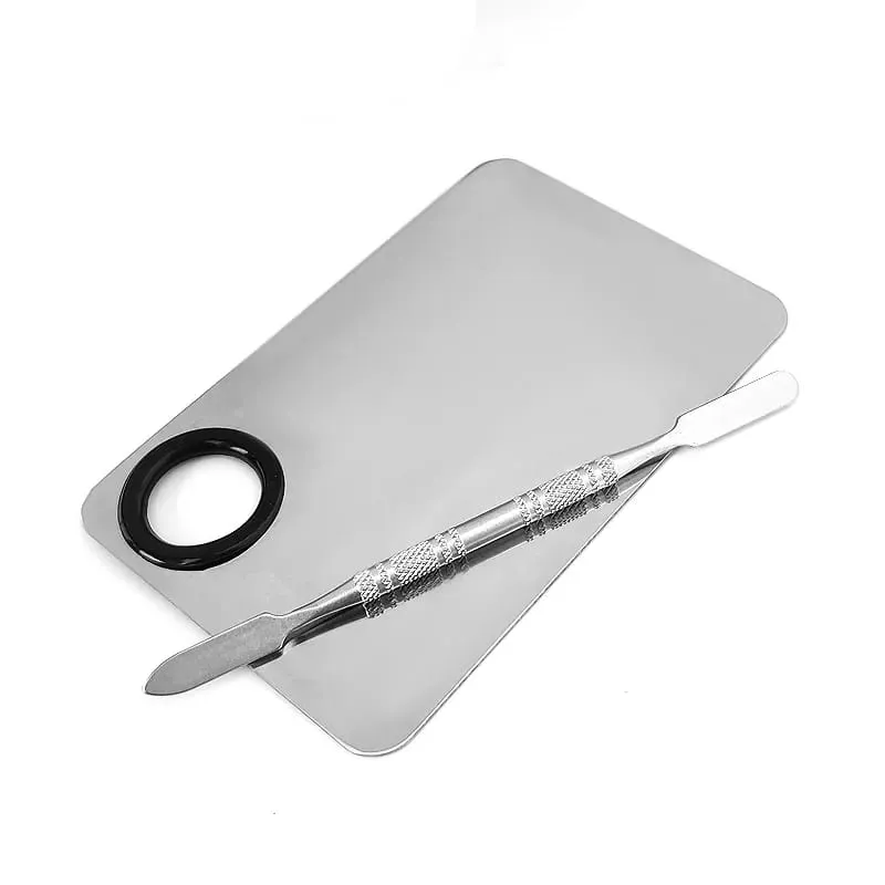 Makeup Mixing Palette Upgrad Stainless Steel Metal Mixing Tray with Spatula Artist Tool for Mixing Foundation Nail-Art — image 3