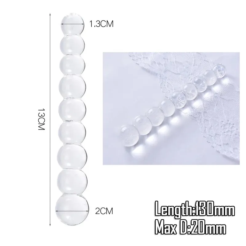 Pyrex Glass Dildo 195x33mm Fake Penis Crystal Anal Beads Butt Plug Prostate Massager G Spot Female Masturbation Toys — image 15
