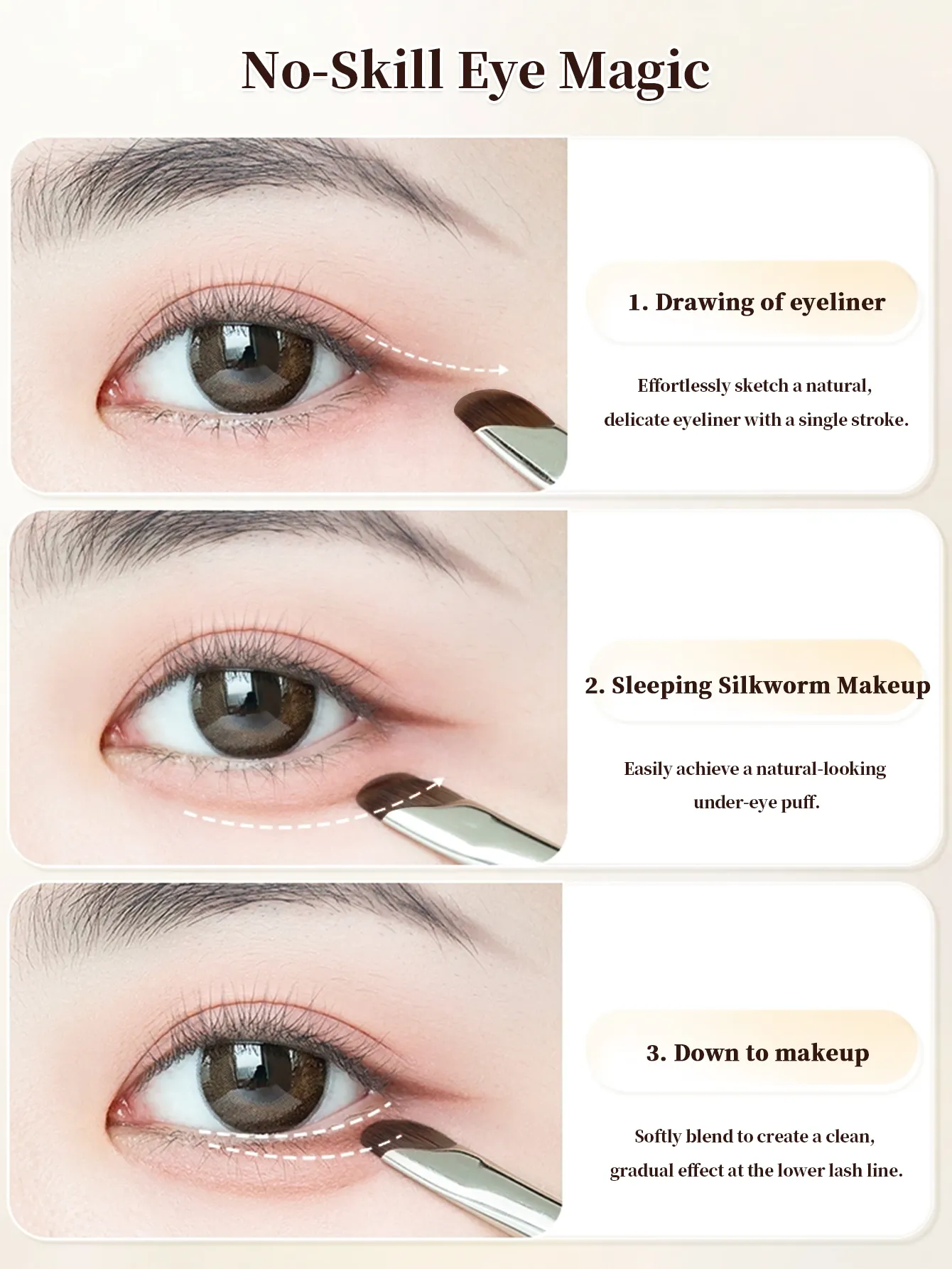 1 Set Of 5 Makeup Brushes Blade Eyeliner Brush Lower Eyelid To Flat Head Oblique Angle Eyebrow Brush Horizontal Silkworm Brush — image 2