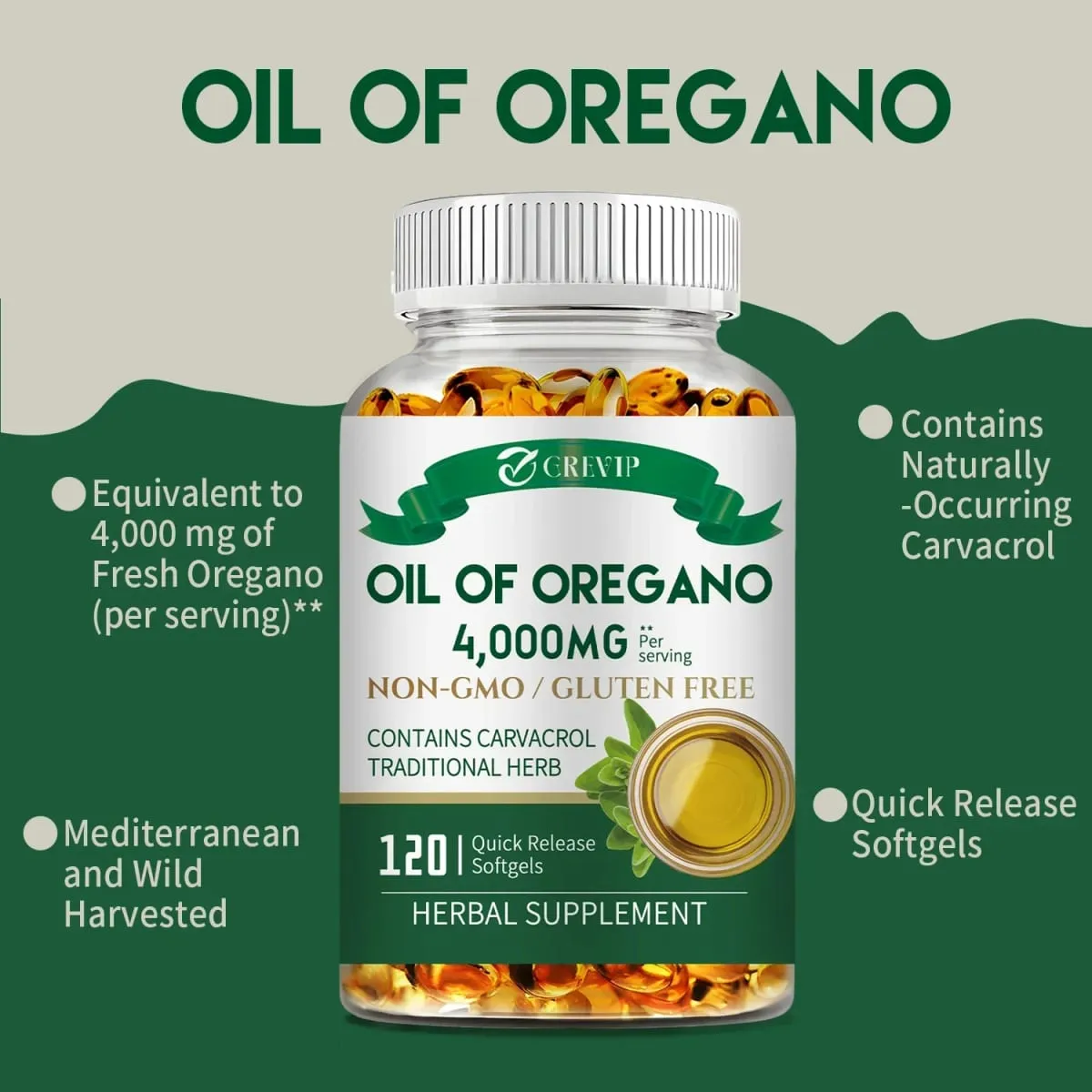 Oil of Oregano 4000mg - Relieves Bloating and Flatulence Boosts Immunity — image 4