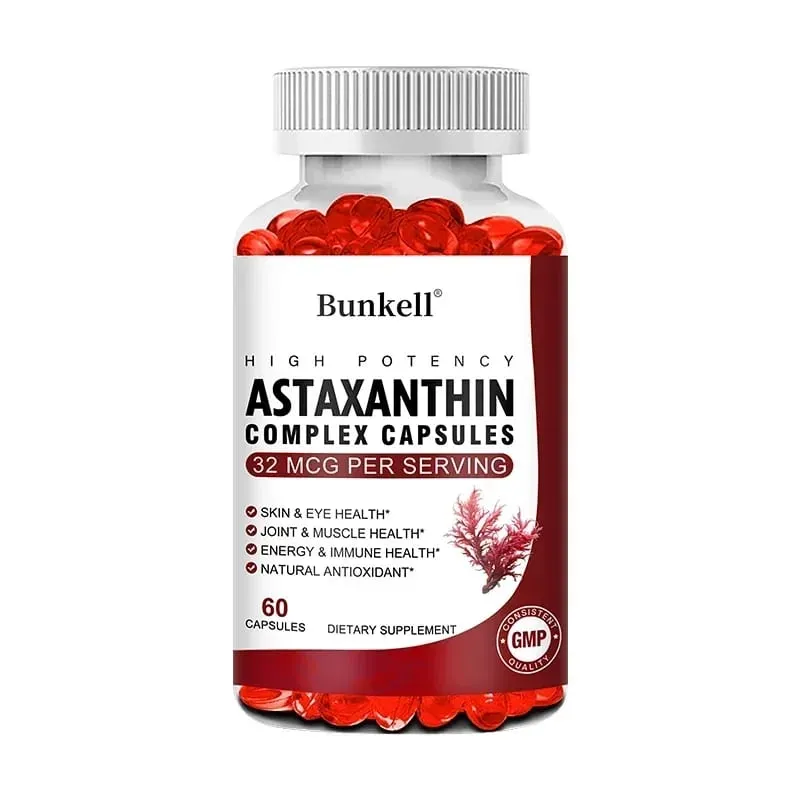 Astaxanthin 32 Mcg Supplement with EPA DHA Krill Oil Supports Healthy Vision Gut Health and Circulation Strong Antioxidant