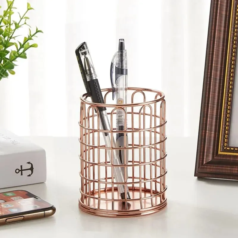 Cosmetics Makeup Brushes Storage Box Cylindrical Case Storage Lipstick Brush Pen Holder Organizer Wrought Iron Pen Storage — image 4