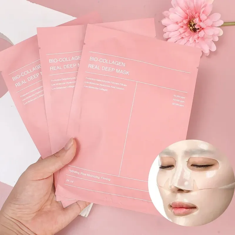 3pcs Collagen Face Mask Split Disposable Deep Moisturizing Facial Masks Hydrating Boost Skin Care for Women Beauty Collagen Mask — image 7
