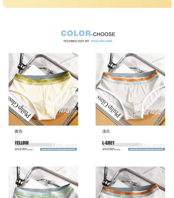Novedad de verano, calzoncillos de algodón de Color sólido para hombre, ropa interior fina transpirable minimalista, bañadores de moda, calzoncillos de Bikini para hombre — image 3