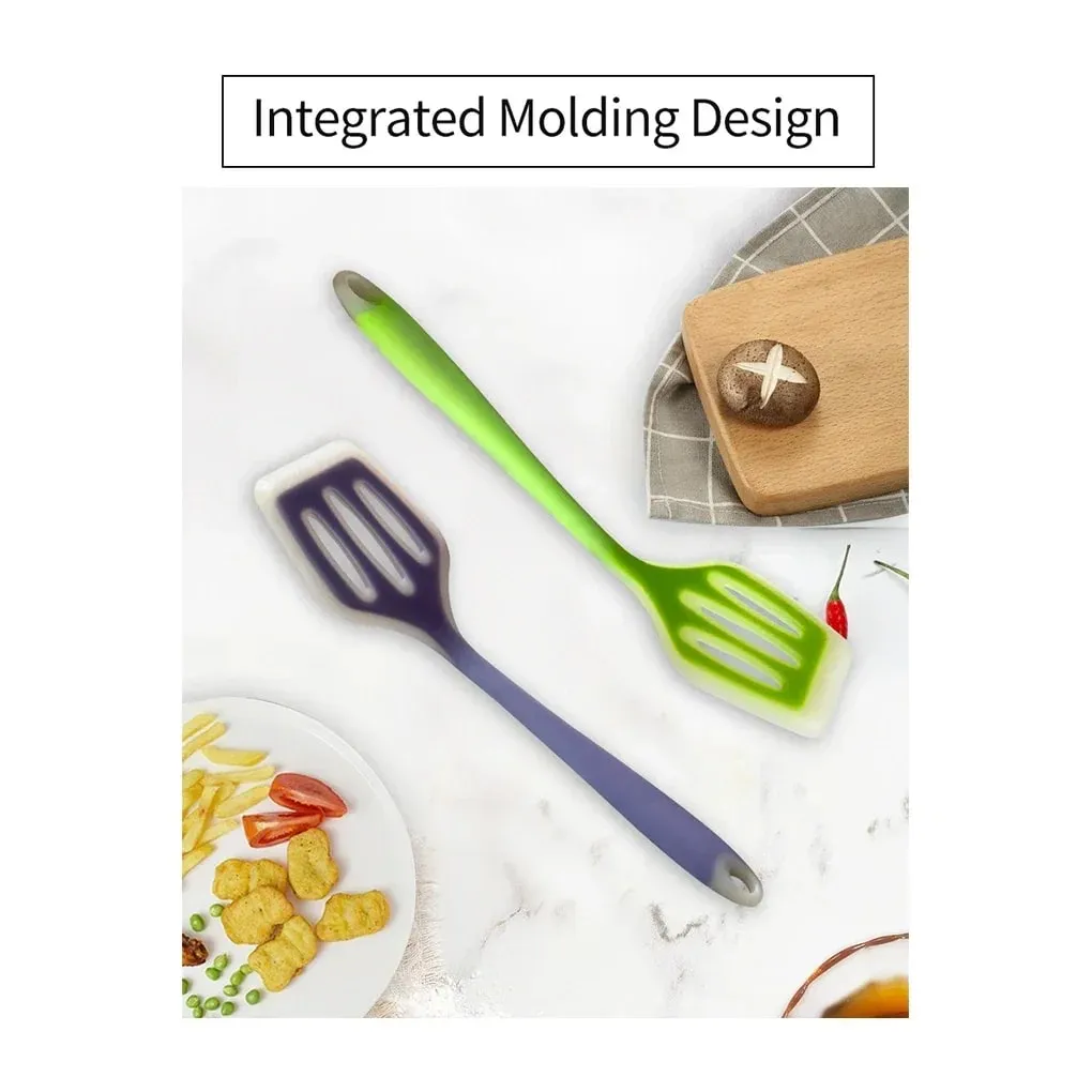 Color Silicone Kitchen Ware Non-stick Set Cooking Utensils Tools Egg Fish Frying Pan Scoop Fried Shovel Spatula Cooking Utensils — image 6