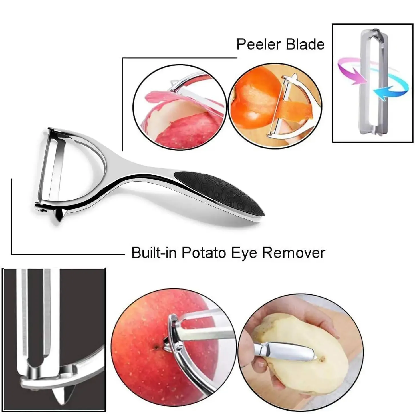 2pcs Potato Peeler Vegetable Peeler Zinc Alloy Y Shaped Rotatable Peeling Tool for Apple Potato Carrot Cucumber Fruit Kitchen — image 4