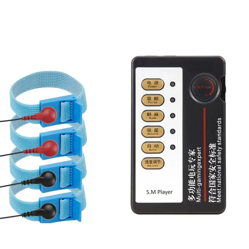 Electric Shock Conductive Fibers Penis Ring Cock Therapy Extender E-stim Massage BDSM Gay Sex Product Kit for Men Masturbation